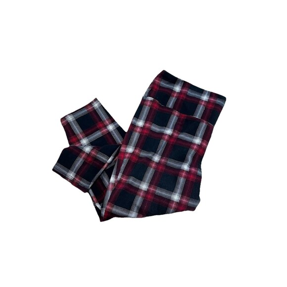 Intro Love the Fit Leggings Plus Size 3X Red Black Plaid Tummy Control Cropped - Picture 3 of 5